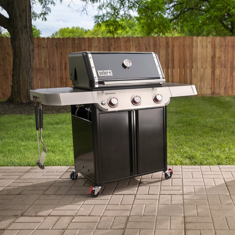 Weber Genesis E-315 Gas Barbecue with 3 burners and side burner, available at Keans Claremorris