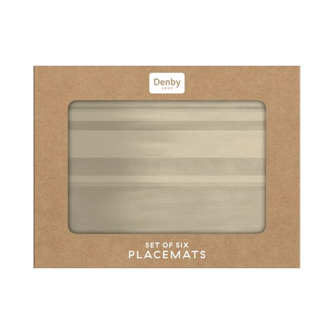 Denby Colours Natural 6-piece placemats set, durable and stylish, available at Keans Claremorris.