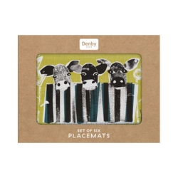 Denby Cow Placemats Set of 6 with cow design, durable material, perfect for dining table - available at Keans Claremorris