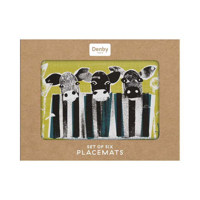 Denby Cow Placemats Set of 6 with cow design, durable material, perfect for dining table - available at Keans Claremorris