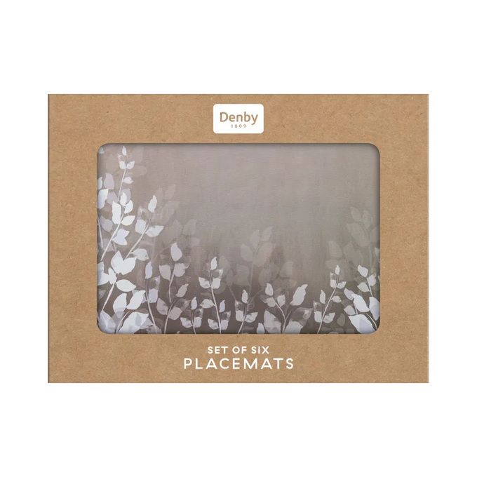 Denby Natural Foliage 6-piece placemats set with leaf design, durable material, available at Keans Claremorris.