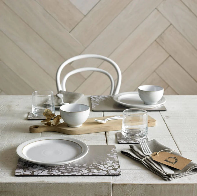 Denby Natural Foliage 6-piece placemats with leaf design, durable and stylish, available at Keans Claremorris.
