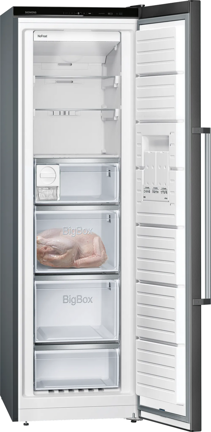Siemens IQ500 Free-Standing Freezer | 186 x 60 cm | Black Inox | Anti Fingerprint - Image 3