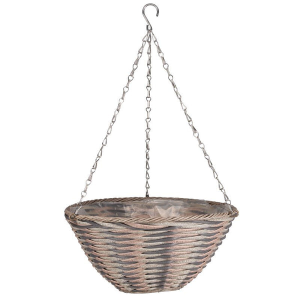 14in Oceana Faux Rattan Hanging Basket