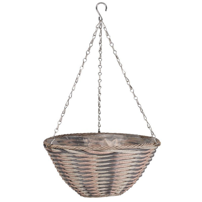 14in Oceana Faux Rattan Hanging Basket - Image 1