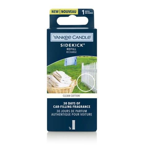 Yankee Candle Sidekick Diffuser Refill Clean Cotton scent, 30-day car air freshener, fits all holders, available at Keans
