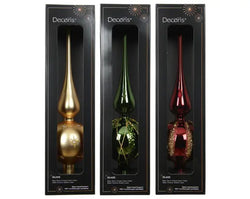Glass Shiny Glitter Christmas Tree Topper – 3 Assorted Colours (31cm)
