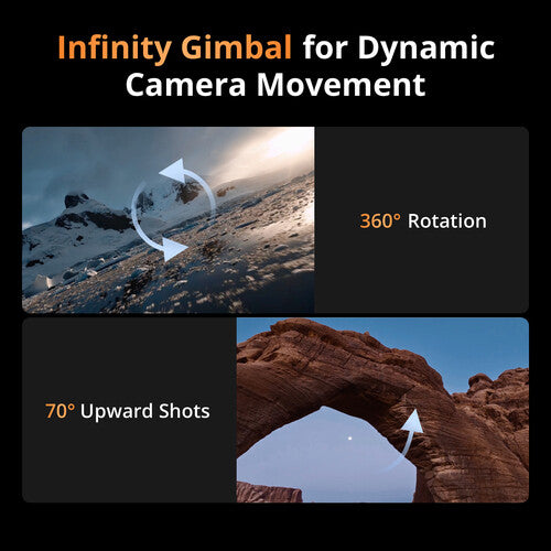 DJI Mavic 4 Pro Drone shown from front angle with folded arms and camera gimbal visible on white background.