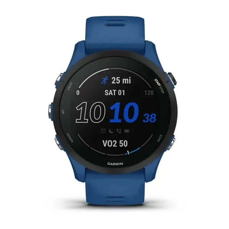 Garmin Forerunner 255 GPS Running Watch in Tidal Blue, advanced fitness tracking – available at Keans Claremorris