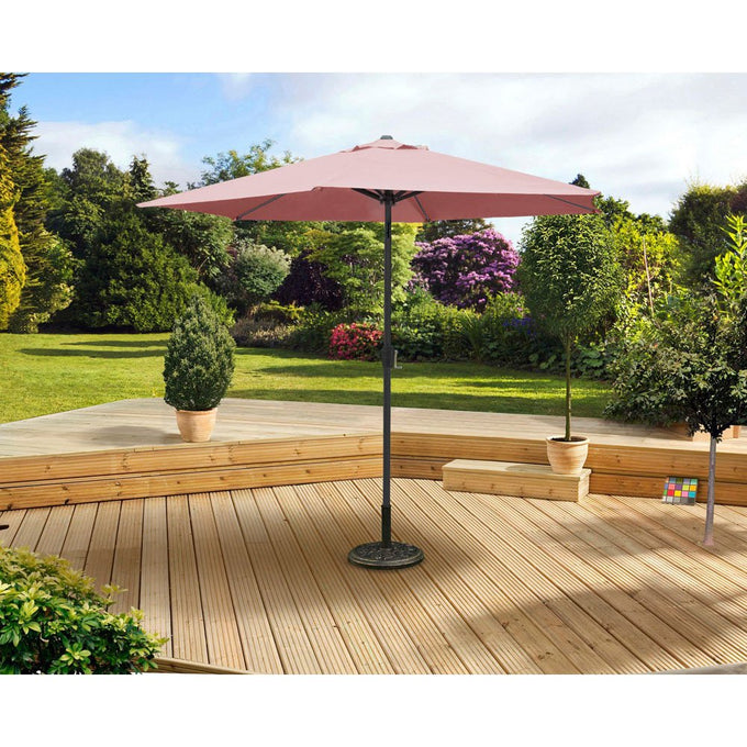 Parasol Aluminum 3m Crank and Tilt Coral with air vent, UPF30+, water resistant, 6 steel ribs – Keans Claremorris