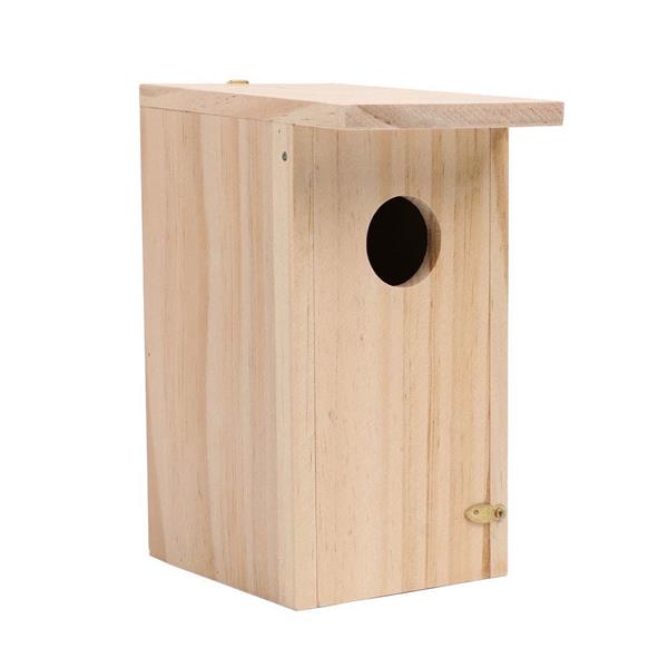Love Nature Wooden Mounted Birdhouse with overhanging roof, natural wood, nest hole for small birds – Keans Claremorris