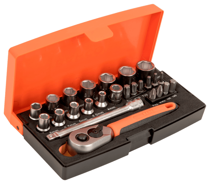 Bahco 1/4" Sq Drive 25 Pce Metric Socket Set SL25 - Image 2