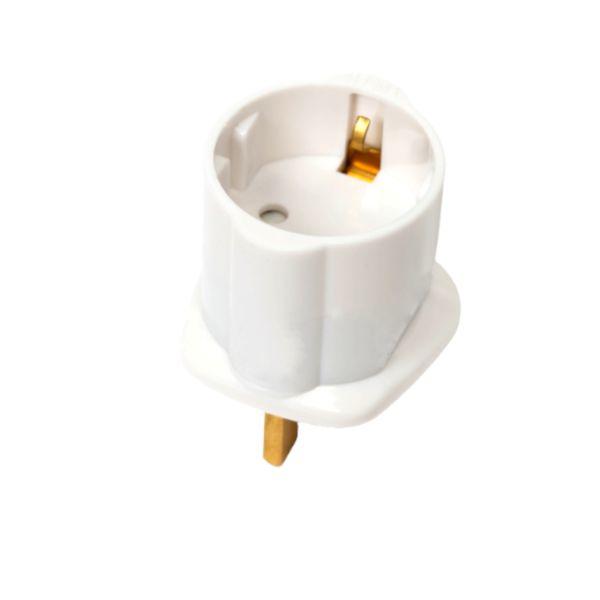 Phx 13 Amp Euro Adaptor for Ireland/Britain sockets, durable white plastic, ideal domestic/commercial use - Keans Claremorris