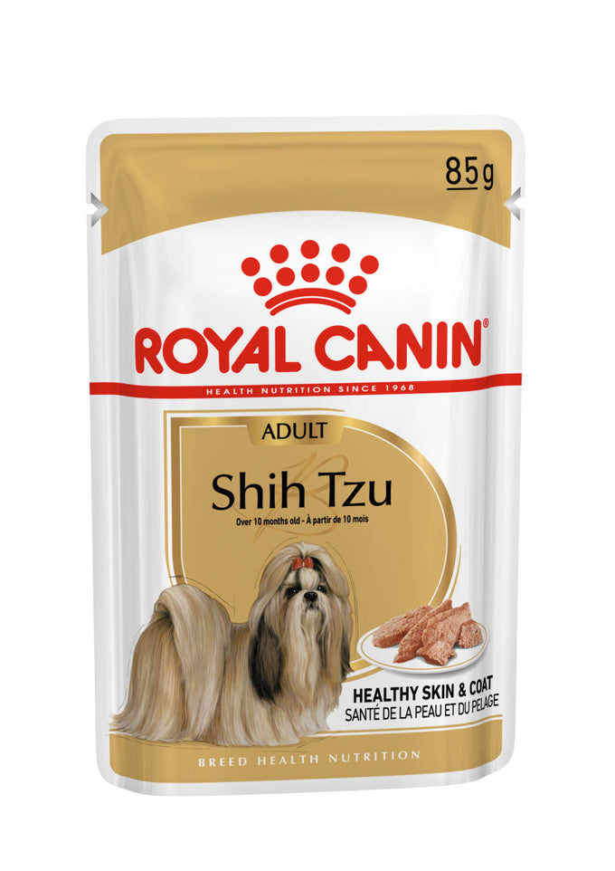 Royal Canin Shih Tzu Adult Wet Dog Food 85g pouch, supports coat, skin, cardiac health, odor control – Keans Claremorris