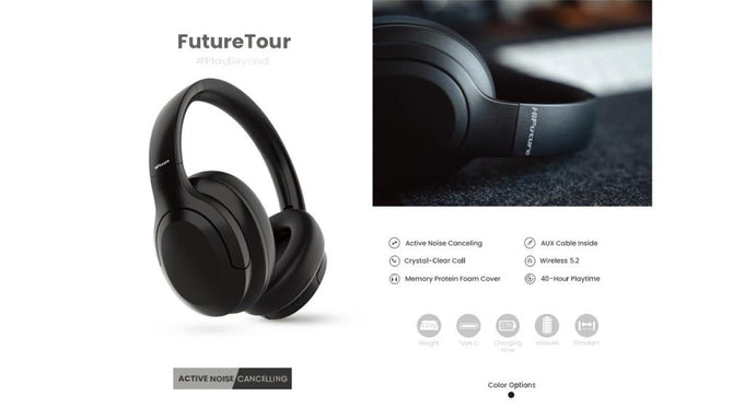 Hi Future Tour Anc Bt V5.2 headphones with 40-hour battery, active noise cancellation, wireless Bluetooth - Keans Claremorris