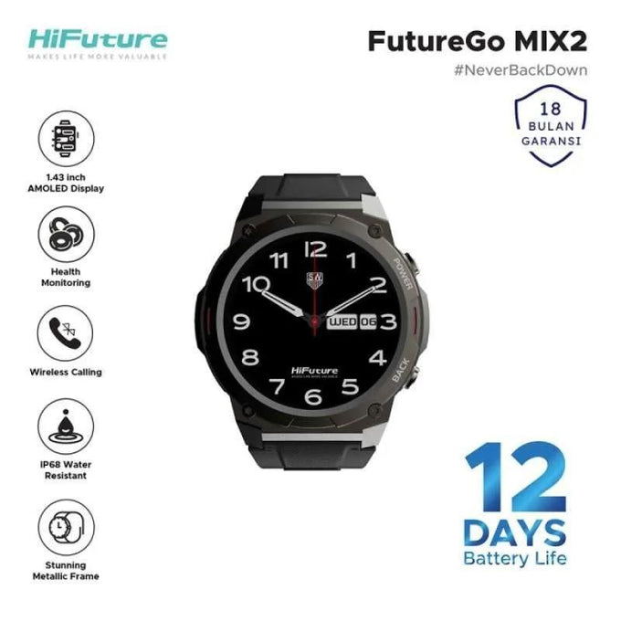 Hi Future Mix2 Smart Watch with 1.43" AMOLED display, sleek design – available at Keans Claremorris.