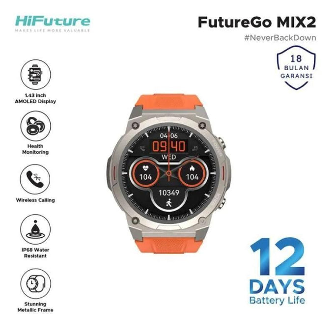 Hi Future Mix2 Smart Watch with 1.43" AMOLED Display in Orange - Keans Claremorris