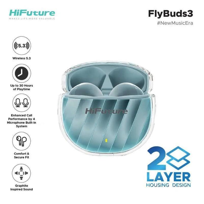Hi Future Flybuds3 TWS Bluetooth 5.3 Blue Earbuds wireless earphones Keans Claremorris