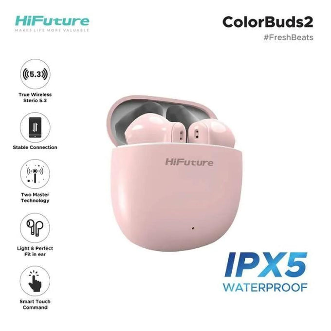 Hi Future Colourbuds 2 TWS V5.3 Pink Wireless Earbuds, True Wireless Stereo, Bluetooth 5.3 – Keans Claremorris