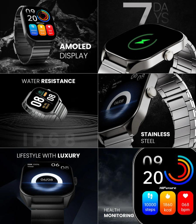 Hi Future Apex Smart Watch Silver with sleek design, fitness tracking - available at Keans Claremorris