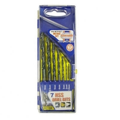 Faithfull HSS Drill Bit Set 1.5-6mm, 7-piece high-speed steel bits for metal & wood, with flip-open case – Kean’s