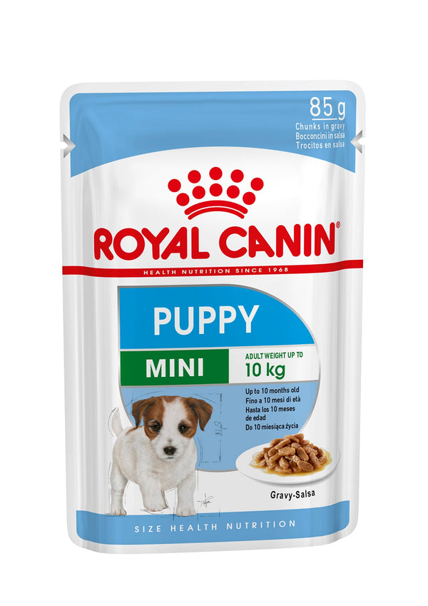 Royal Canin Mini Puppy in Gravy 85g pouch, wet food for small breed puppies, supports immunity & digestion – Keans