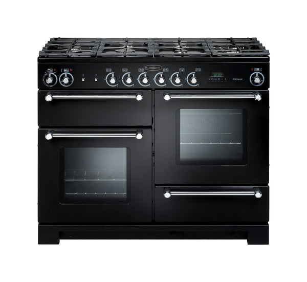 Rangemaster Kitchener 110 Dual Fuel Range Cooker | Chrome Trim