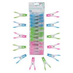 Prism 24 pack soft-touch flower clothes pegs in blue, green, pink with strong springs, cushioned grip – Keans Claremorris