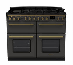 Rangemaster Dual Fuel Estel Deluxe 110cm Slow Cook Oven Antique Brass Trim
