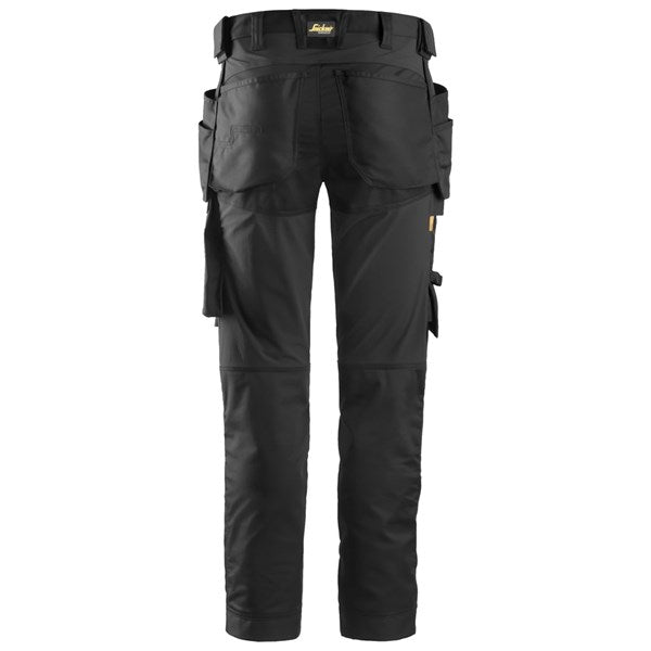 Black Snickers All Around Stretch Trousers, flexible work pants by Keans Claremorris, durable and comfortable fit.