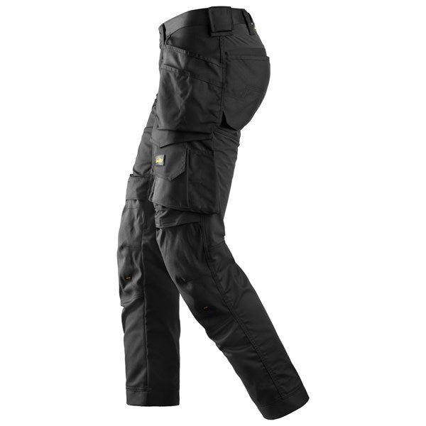 Snickers All Around Stretch Trousers in Black, flexible work pants by Keans Claremorris, durable and comfortable fit.