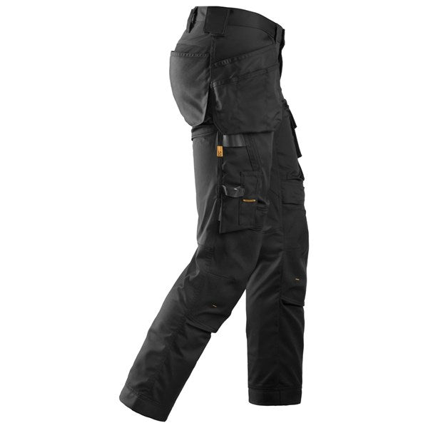Black Snickers All Around Stretch Trousers, flexible work pants by Keans Claremorris, durable and comfortable fit.