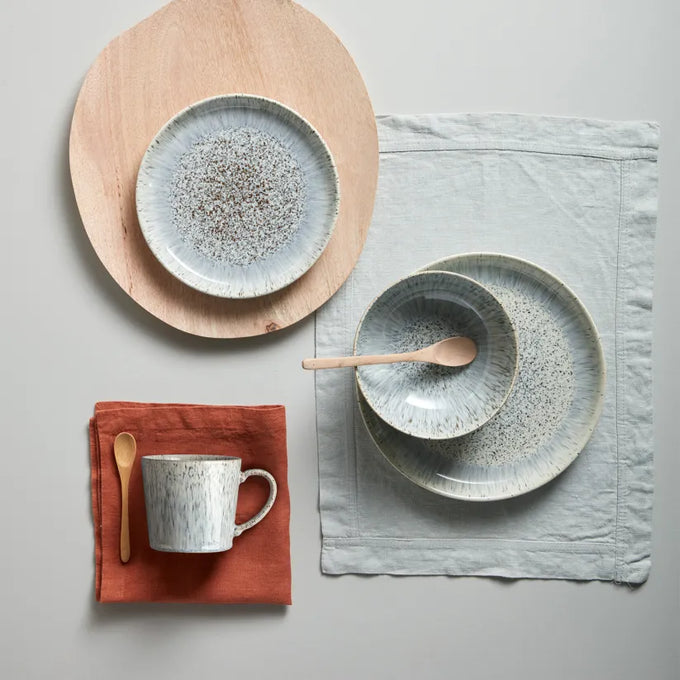 Denby Halo Speckle Mug with textured finish, durable stoneware, perfect for hot drinks - available at Keans Claremorris.
