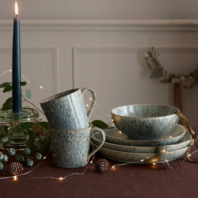 Denby Halo Speckle Mug with textured finish, durable stoneware, perfect for hot drinks - available at Keans Claremorris.