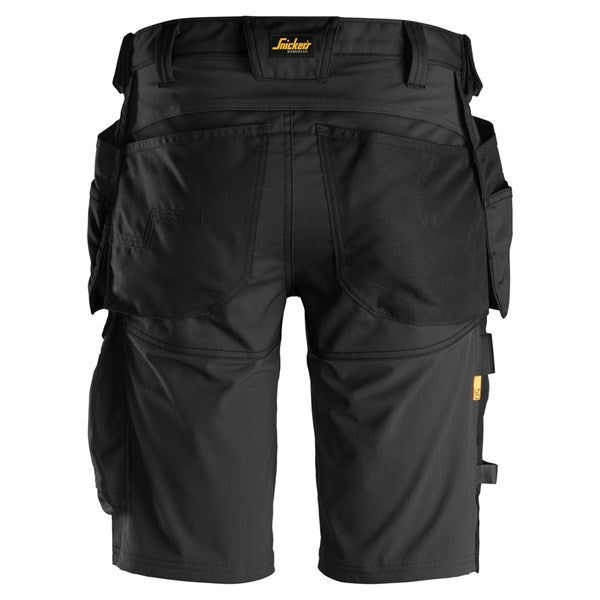 Snickers Stretch Shorts in black shown from the back with multiple pockets and tool loops visible.