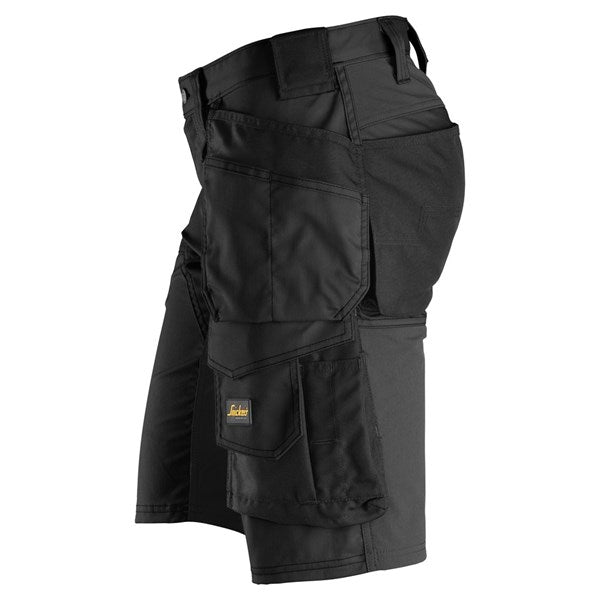 Black Snickers Stretch Shorts shown from side with multiple pockets and reinforced stitching.