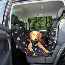Car seat cover 1.40x1.45m black/beige, fleece with waterproof nylon, non-slip, belt slits, pet hair protection – Keans
