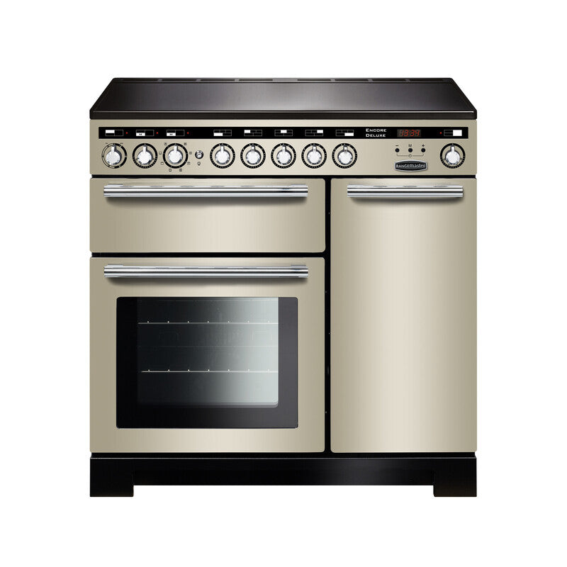 Rangemaster Encore Deluxe 90 Induction Range Cooker in stainless steel, available at Keans Claremorris.