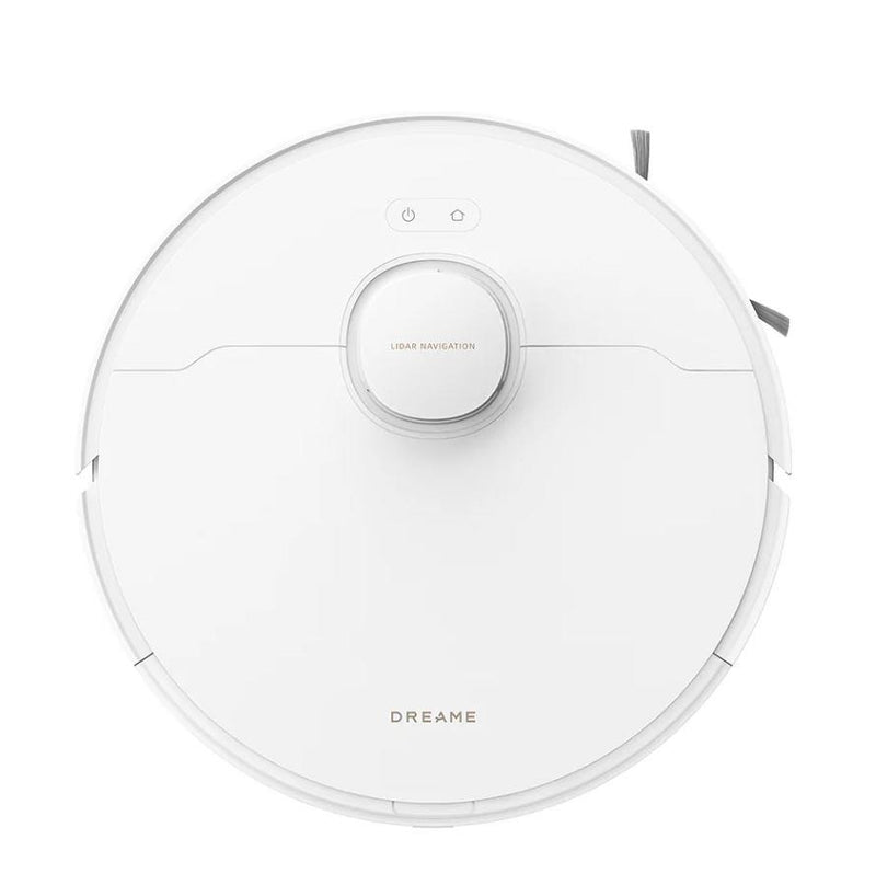 White robot vacuum cleaner on a white background
