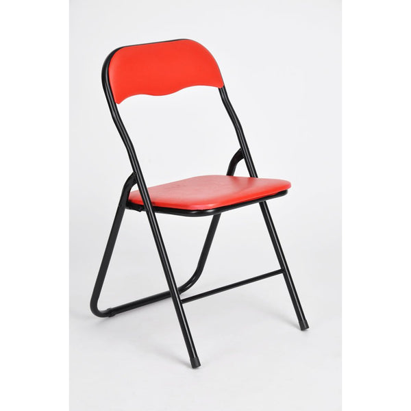 Red folding padded chair with PVC seat, steel powder-coated frame, 44x46x78cm - Keans Claremorris