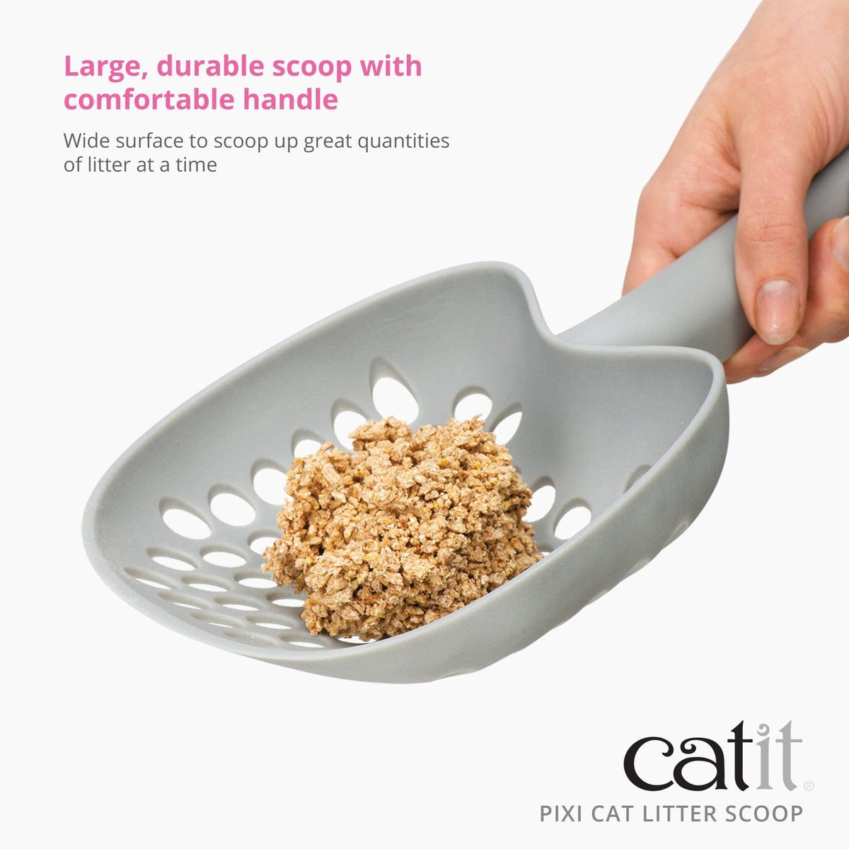 Catit Pixi Grey Litter Scoop for Cats – Durable, Easy-to-Clean | Available at Keans Claremorris