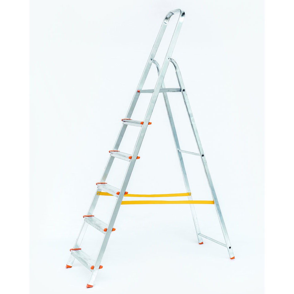 6 Tread Aluminium Step Ladder with ribbed steps, non-slip feet, 150kg max load, EN131 compliant – Keans Claremorris