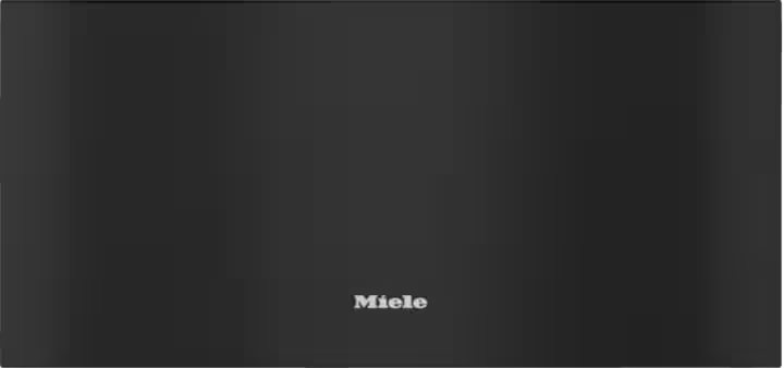 Miele ESW 7020 warming drawer in obsidian black with a sleek, smooth front panel and centered logo.