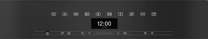 Control panel close-up of Miele DGC 7440 HC Pro PureLine steam oven with digital display and function icons
