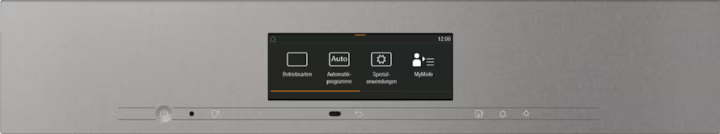 Close-up of the Miele DGC 7845 HC Pro VitroLine steam oven control panel with digital display and touch buttons in graphite
