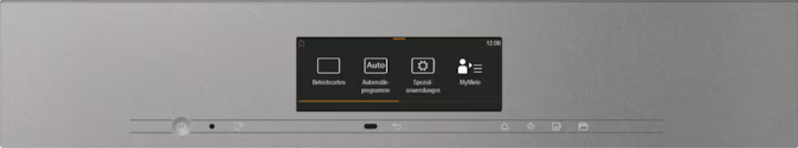 Close-up of the Miele DGC 7840 HCX Pro ArtLine steam and combi oven control panel with digital display.