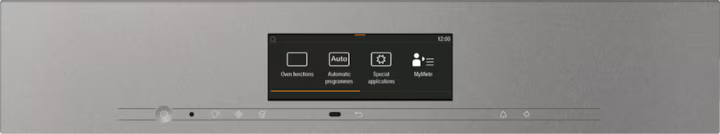 Miele DGM 7840 VitroLine steam oven microwave control panel with digital display and touch buttons in graphite grey
