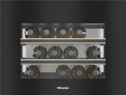 Miele KWT 7112 iG 45cm Wine Cooler 3 Bottle Racks, Obsidian Black Glass