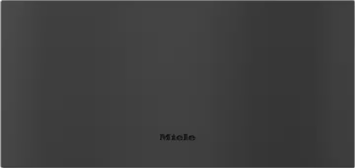 Miele ESW 7020 warming drawer in obsidian black matt with a sleek, flat front and subtle Miele logo.