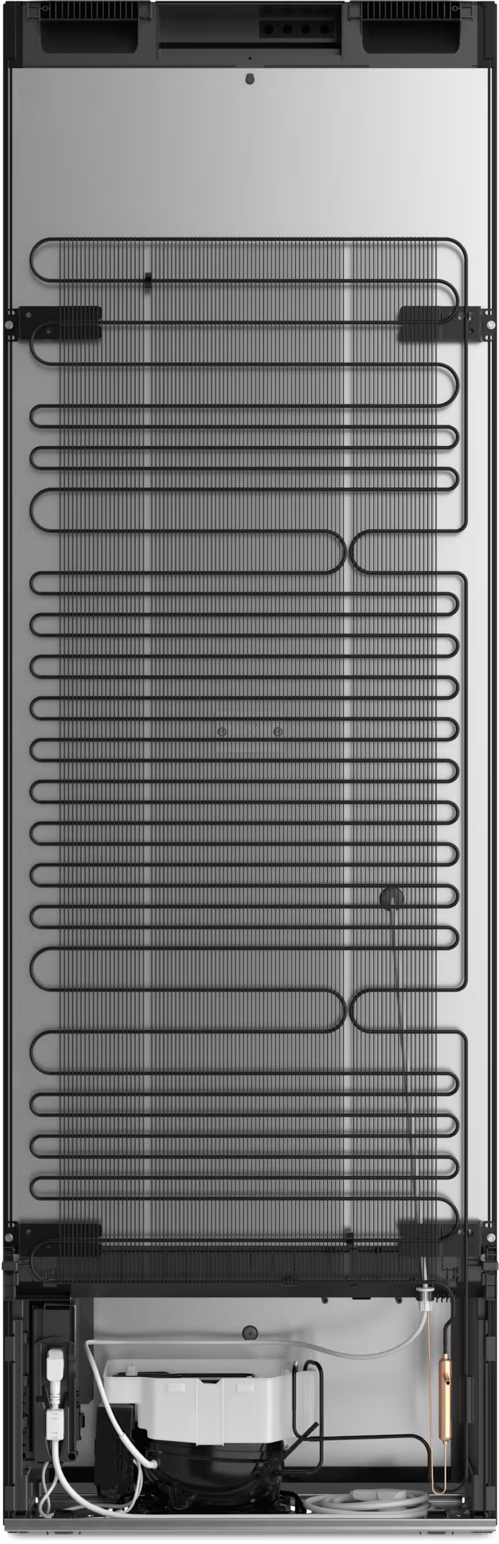 Back view of Miele KWT 4584 E 188cm built-in wine cooler showing cooling coils and compressor unit.